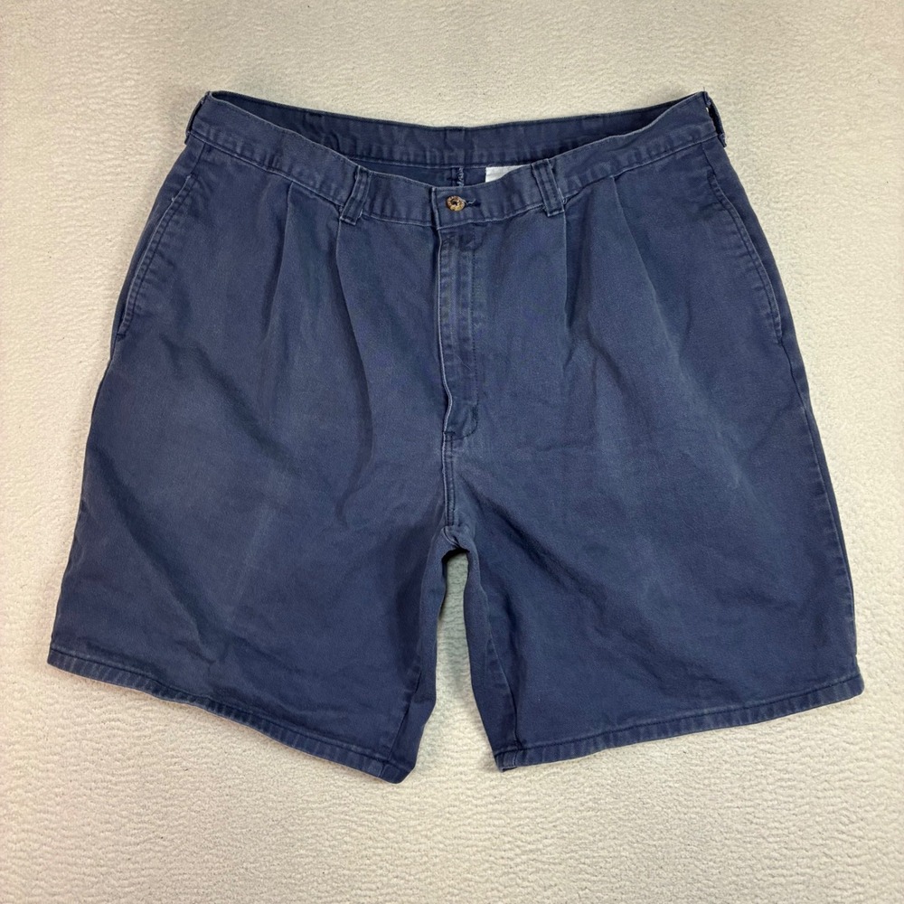 Vintage Duck Head Chino Shorts Men 35x8 Blue Double Pleated Preppy Golf Cotton